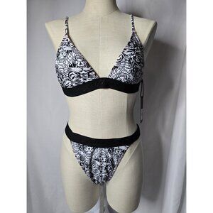 NWT ED HARDY SNOW TIGER WHITE BIKINI SET 2 PIECES SWIMSUIT Size Large